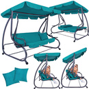 Huśtawka ogrodowa z daszkiem 3-osobowa turkusowa