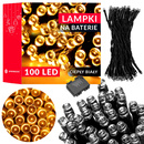 Lampki choinkowe 100 LED na baterię ciepły biały z programatorem