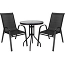 Meble tarasowe metalowe zestaw dla 2 osób stolik kawowy 2 krzesła czarny  
