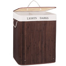 Bambusowy kosz na pranie 100 L z pokrywą brązowy organizer