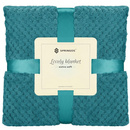 Narzuta na łóżko, pled 200x220 cm dwustronny, tłoczony koc na kanapę morski