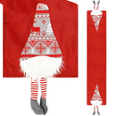 Bieżnik na stół 180x33cm obrus świąteczny z krasnalem czerwony