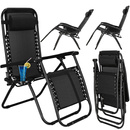 Leżak ogrodowy grawitacyjny z zagłówkiem czarny