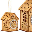 Zawieszka świąteczna domek świecąca ozdoba choinkowa drewniana na baterię