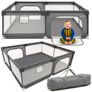 Kojec dziecięcy, zamykany 180x150x66 cm składany, turystyczny, szary