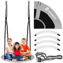 Bocianie gniazdo huśtawka ogrodowa dla dzieci szaro-czarna, 110 cm średnicy