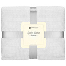 Narzuta na łóżko, koc 130x180 cm jasnoszary pled dwustronny, tłoczony na kanapę 