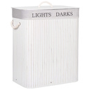 Bambusowy kosz na pranie 100 l z pokrywą organizer biały