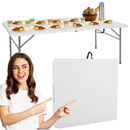 Stół składany cateringowy 200 x 90 x 74 cm stolik ogrodowy turystyczny walizka biały