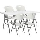 Zestaw cateringowy, turystyczny stół z 4 krzesłami składany na bankiet, zestaw biały