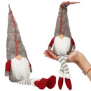 Skrzat 50 cm, szara czapeczka, siedzący gnom, krasnal zwisające nóżki