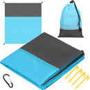 Koc piknikowy 200x210 cm nad wodę koc plażowy niebiesko-szary