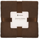 Narzuta na łóżko, koc 200x220 cm brązowy gładki pled