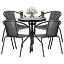 Zestaw mebli ogrodowych stół okrągły i 4 krzesła metalowe komplet na balkon czarno-szary