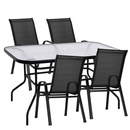 Zestaw mebli ogrodowych dla 4 osób, stół ze szkłem hartowanym 4 krzesła, metalowe, czarne