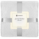 Narzuta na łóżko, pled 160x200 cm dwustronny, tłoczony koc na kanapę jasny popiel zygzak