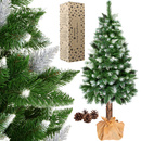 Sztuczna choinka na pniu 220 cm sosna diamentowa ośnieżona drzewko świąteczne