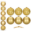 Bombki choinkowe złote 15 cm 6 szt. komplet ozdoby świąteczne matowe i geometryczne