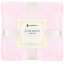 Narzuta na łóżko, pled 160x200 cm dwustronny, tłoczony koc na kanapę różowy zygzak