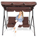 Huśtawka ogrodowa 3 osobowa z daszkiem brązowa