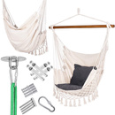 Hamak brazylijski z zestawem montażowym 130x100cm fotel wiszący beżowy