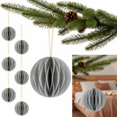 Bombki papierowe komplet 6 szt. ozdoby choinkowe 8 cm zawieszki rozkładane, szary