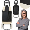 Wózek transporowy na zakupy 30 l torba zakupowa dla seniora na kółkach kremowo-szara