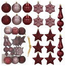 Bombki choinkowe zestaw 18 szt. zawieszki świąteczne brokatowe, matowe, błyszczące bordowe