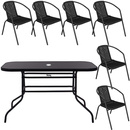 Zestaw mebli ogrodowych stół prostokątny i 6 krzeseł metalowe komplet ogrodowy czarny