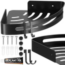 Półka łazienkowa narożna pod prysznic samoprzylepna 30x22,5 cm aluminiowa loft czarna