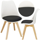 Krzesło Verde do jadalni, kuchni skandynawskie ekoskóra biało-czarne