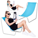 Leżak plażowy, leżanka składana metalowa niebieska