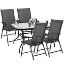 Zestaw mebli ogrodowych stół ze szkłem hartowanym, 4 krzesła komplet na taras szaro-czarny