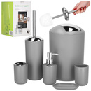Akcesoria łazienkowe 6w1 zestaw do wc łazienki loft szczotka kosz kubki dozownik szary