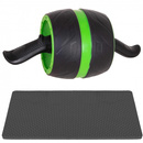 Wałek do masażu, kółko do ćwiczeń z matą pod kolana czarno-zielony