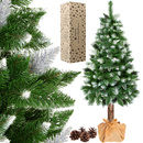 Sztuczna choinka na pniu 160 cm sosna diamentowa ośnieżona drzewko świąteczne