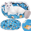 Legowisko okrągłe dla kota i psa śr. 73 cm leżanka ze ściągaczem posłanie niebieskie