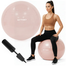 Piłka fitness 65 cm do ćwiczeń pilates i jogi z pompką, gimnastyczna, pudrowy róż