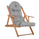 Leżak ogrodowy Borneo drewniany z 3-stopniową regulacją i poduszką, na balkon taras szary
