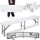 Ławka cateringowa 180 x 30 x 43 cm składana turystyczna na kemping biało-szara