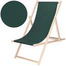 Leżak plażowy, drewniany z 3-stopniową regulacją, do ogrodu, ciemnozielony