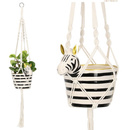 Kwietnik wiszący ze sznurka 90 cm uchwyt makrama, boho na kwiaty biały