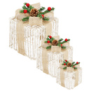 Oświetlenie świąteczne LED prezenty dekoracja świąteczna biały ciepły zestaw 3 szt. akrylowe