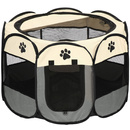 Kojec składany dla psa i kota 100x100x60 cm do domu beżowo-szary