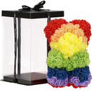 Miś z róż 25 cm multikolor rose bear miś różany z pudełkiem tęczowy