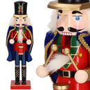 Dziadek do orzechów 38 cm czerwono-niebieski z peleryną figurka drewniana