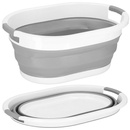Kosz na pranie silikonowy 24L składany miska szaro-biała