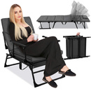 Fotel ogrodowy składany 2w1 łóżko polowe z poduszką i zagłówkiem leżak na taras balkon 