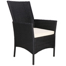 Krzesło ogrodowe technorattan balkonowe tarasowe plecione z poduszką czarne