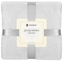 Narzuta na łóżko koc 70x160 cm pled szary dwustronny, tłoczony na kanapę zygzak